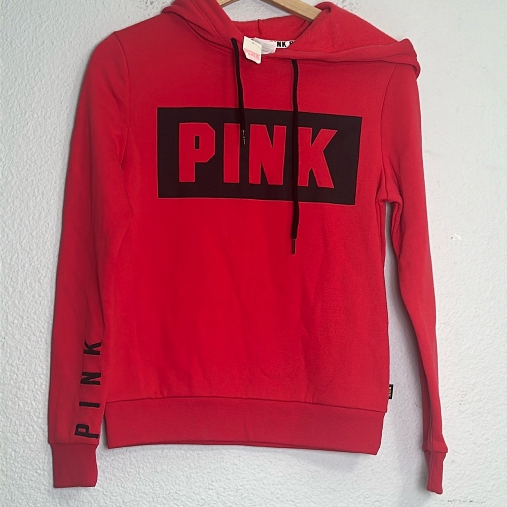 PINK‎ Victoria’s Secret Red Black Womens Size XSmall Pullover Hoodie NWT